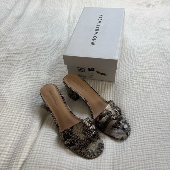 Who What Where Snakeskin Block Heel Sandal - Picture 2 of 7